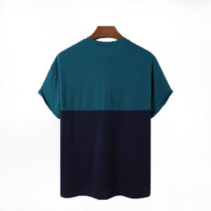 เสื้อยืดคอกลมผู้ชาย แขนสั้น ผ้าถัก สีสันตัดกัน มีกระเป๋าหน้าอก ผ้าฝ้าย 100% แห้งเร็ว ใส่สบายในฤดูร้อน - Product Image 2