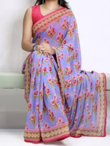 Sari de Gasa Chiffon con Estampado Floral Digital Personalizado, Ribete de Encaje Festoneado, Elegante Vestido Casual de Verano para Fiesta o Playa para Mujer, Envío Rápido - Product Image 6