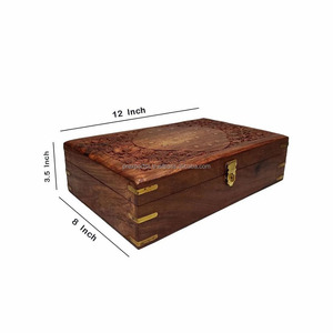 กล่องเก็บของไม้สไตล์วินเทจสมัยใหม่ คุณภาพดี ลายเรียบง่าย ตกแต่งบ้าน ใส่เครื่องประดับ รูปทรงสี่เหลี่ยมผืนผ้า สีน้ำตาล ปิดด้วยตัวล็อคแบบสลัก - Product Image 5