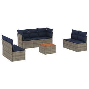 Set di divani da giardino in polyrattan grigio da 8 pezzi con cuscini, elegante collezione di mobili da esterno - Product Image 2