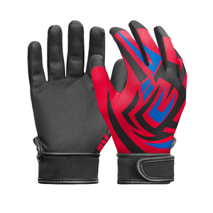 Guantes de bateo de cuero PU rojo, azul y negro, con palma de cuero resistente a desgarros y roturas, guantes de bateo de béisbol. - Product Image 1