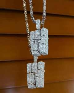 Jewel Art Customizable 925 Sterling Silver All-Letter 'W' Broken 'W' Moissanite Iced Hip Hop Christian Party Men's Charms - Product Image 3