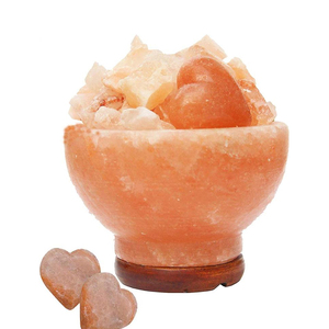 Lámpara de Sal Rosa del Himalaya de Primera Calidad con Base de Madera Tallada Moderna y Transpirable, Bolas de Masaje, Luz Nocturna Refinada y Procesada, Cuenco de Fuego - Product Image 3