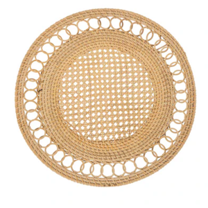 Salvamanteles de Ratán para Té de la Tarde, Decoración Redonda Tejida a Mano para una Recepción Elegante, Base de Fibra Natural - Product Image 1