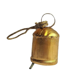 Juego de campanas navideñas de metal vintage al por mayor, campanas rústicas doradas con cuerda para decoración navideña del hogar o granja. - Product Image 5