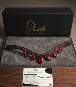 สายคาดหน้าผากม้าหนังแท้ Rub International ประดับคริสตัลสีแดง คุณภาพพรีเมียม - Product Image 1