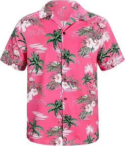 Camisa Hawaiana con Estampado Animal, Estilo Casual Elegante, Transpirable, Cuello en V, Manga Corta, Abotonada, 100% Poliéster, Verano - Product Image 1