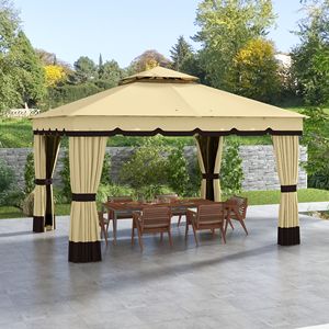 Gazebo da Esterno 3x3,6m con Doppio Tetto, Zanzariera e Tende - Riparo per Villa, Giardino e Terrazza - Product Image 2