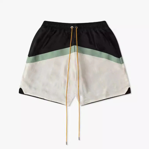 Custom Solid Black and <b>White</b> Colorblocking Front Logo Drawstring <b>Jogger</b> Basketball <b>Shorts</b> Loose Casual Beach for Men - Product Image 5