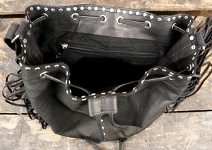 Premium Genuine Leather Fringe Handbag for Women – Vintage Boho Style Shoulder <b>Bag</b> with Tassels & <b>Studded</b> Detail - Product Image 4