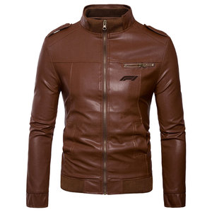 Breathable Wholesale Outdoor Use <b>Winter</b> <b>Leather</b> <b>Jacket</b> Stand Collar Customizable Lightweight Men's High Quality - Product Image 1