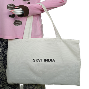 Customized Logo Organic 100% Cotton Tote Grocery Shopping Bag Eco-Friendly Recyclable Natural Beige Shoulder Length Handle Gift - Product Image 4