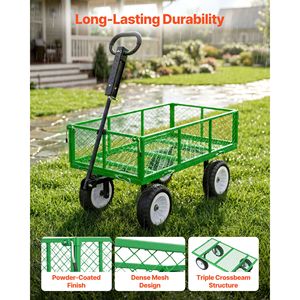 Carrello da Giardino in Acciaio Rinforzato da 400 kg con Pneumatici da 10 Pollici, Sgabello da Giardinaggio Regolabile per Esterni, Carrello Utilitario per Trasporto Carico - Product Image 3