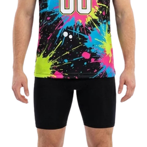 Ensemble short et maillot de basket pour homme 100 % polyester, imprimé éclaboussures de peinture, sans manches, col en V, uniforme d'équipe, taille élastique, bas ajustés - Product Image 6