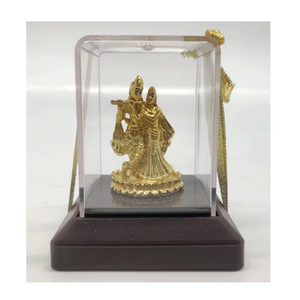 Idole en acier inoxydable du Dieu Ganesha doré dans une boîte en verre transparente, décoration religieuse artisanale pour la maison, le temple, les mariages et les cadeaux - Product Image 4