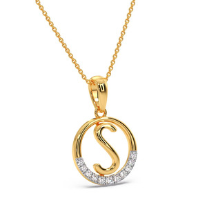 Collier pendentif géométrique ajouré en forme de cercle et lettre monogramme sertie de diamants - Product Image 4