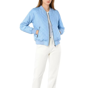 Chaqueta Bomber Azul Claro para Mujer, de Invierno/Otoño, Acolchada, Resistente al Viento, Ecológica, Teñida, con Cierre de Cremallera, para Otoño - Product Image 3