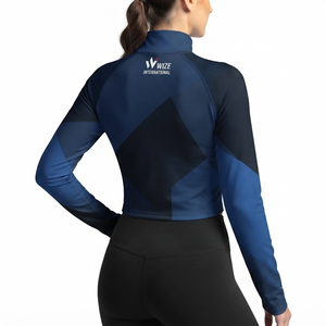 Veste de course personnalisée pour femme, coupe régulière, extensible dans quatre directions, en Spandex/Nylon, respirante, séchage rapide, col montant, fermeture éclair intégrale, idéale pour le yoga - Product Image 2