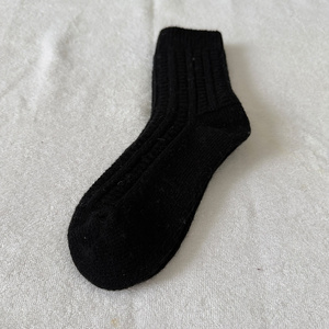 Wholesale Black Ribbed Crew <b>Socks</b> 100% Mongolian Sheep Wool Knitted <b>Winter</b> Warm Thick Vertical Stripe <b>Socks</b> for Women - Product Image 4
