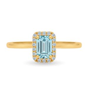 แหวนเพชรทรงเอเมอรัลด์ประดับอะความารีนและเพชรแล็บ ดีไซน์แบบเบเซลเซ็ตติ้ง  ทองคำขาว 14k  สำหรับผู้หญิง  สามารถปรับแต่งได้ - Product Image 1