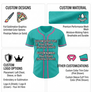 Custom Button Baseball Jersey Personalized Sports Uniform Men Plus Sizes Breathable Quick Dry Eco-Friendly Windproof Front - Product Image 5