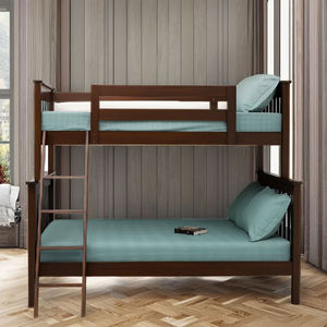 White Pine Twin Bunk <b>Bed</b> Solid Wood Platform Design <b>Space</b> <b>Saving</b> Bedroom Furniture Scandinavian Style - Product Image 3