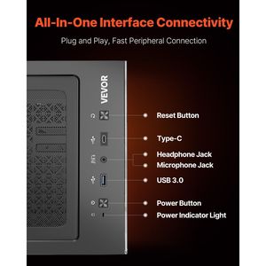 Caja de PC para Juegos de Media Torre con Panel de Vidrio Templado de Alto Flujo de Aire y 2 Ventiladores de 120 mm para Gestión de Cables y Filtro Antipolvo - Product Image 5