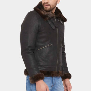 Most Popular Style Winter Collection <b>Shearling</b> Leather <b>Jacket</b> Fully Customized Great Personality <b>Men's</b> Faux Fur Leather <b>Jacket</b> - Product Image 2