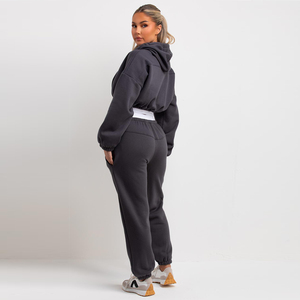 Conjunto Deportivo Informal para Mujer, Top Corto Negro, Conjunto Deportivo de Dos Piezas, Ropa de Entrenamiento, para Correr - Product Image 4