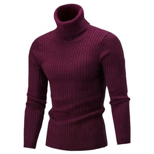Mens Plus Size Knit Pullover Turtleneck <b>Sweater</b> High Neck Winter Fleece Sweatshirt - Product Image 3