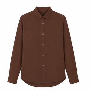 Camisa de Vestir de Manga Larga Negra para Hombre, Color Sólido, Cuello Clásico, Tela Popelina, para Otoño - Product Image 2