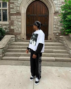 Custom Windbreaker Nylon Lightweight Trouser Tack <b>Pant</b> Wide Leg Screen Print Stripe Track Sweat <b>Pant</b> Mens Baggy - Product Image 2