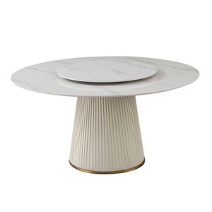 59 \ "moderno tavolo da pranzo in pietra sinterizzata con 31.5 \" giradischi legno pregiato piedistallo in metallo 4 pz sedie-elegante sala da pranzo Set - Product Image 4