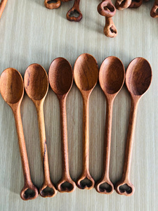 Cuchara de café de madera natural artesanal de Hanoi al por mayor, diseño vintage, espejo, para fiestas, ecológica, mango largo, chapada en oro rosa - Product Image 6