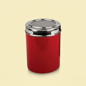 Vintage Grey Metal Coffee Canister With Airtight Lid Retro Style Enamel Food Storage Jar For Kitchen Countertop Organization - Product Image 2