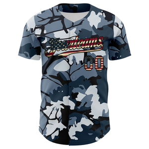 Custom Team Camo Baseball Jersey Full Button Lightweight Breathable Short Sleeve 100% Polyester All Seasons - Product Image 4