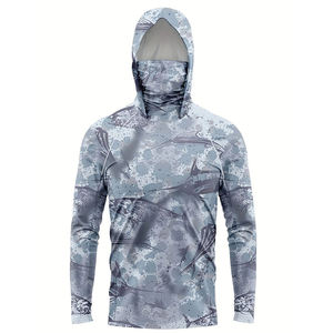 Camisa de Pesca con Capucha y Diseño de Camuflaje, Manga Larga, Protección UV UPF 50, Poliéster Impreso, Transpirable y de Secado Rápido - Product Image 3