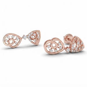 9K Rose Gold Round Diamond <b>Earrings</b> | 0.37 CT | Lab Grown & Natural Diamonds - Product Image 2