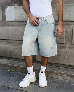 Shorts en jean délavé pour homme, coupe ample et oversize, style vintage décontracté, jambe large, longueur genou, streetwear, vêtements de mode - Product Image 2