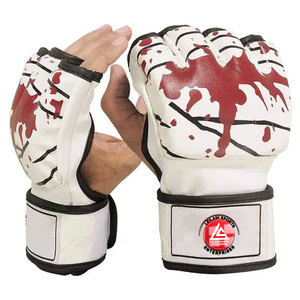 Leather Made Custom Design MMA <b>Gloves</b> <b>Moisture</b> Wicking Hook Loop Closure Unisex Premium Quality Latest Style Printed - Product Image 1