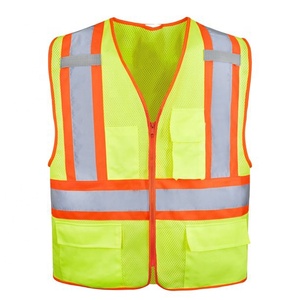 High Visibility Safety Vest Men Reflective Mesh Breathable Summer Casual Outer Wear with Pockets Zipper Closure Green Blue - Product Image 3