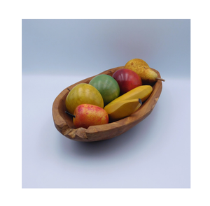 Bol à fruits en bois d'acacia fait main, rustique, décoratif, sur piédestal, pour fruits et légumes, centre de table, à vendre - Product Image 3