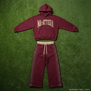 Custom Women <b>Burgundy</b> Rhinestone Hoodie Jogger Set Cotton Fleece Oversized Streetwear Tracksuit Wholesale - Product Image 5