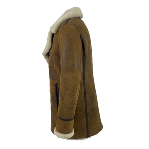 <b>Leather</b> Shearling Long Coat from the <b>Leather</b> <b>Jacket</b> Best Selling Men Shearling <b>Leather</b> Long Coat High Quality Men's Camel Brown - Product Image 2
