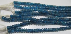 Perles d'apatite néon naturelle facettées en forme de rondelle, de 4 à 6 mm, brin de 14 pouces de long - Product Image 3
