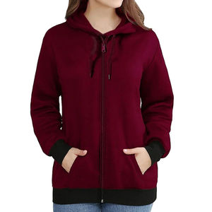 Sweat-shirt d'hiver décontracté pour femme, coupe classique, en polaire zippé, avec poche kangourou, respirant, imperméable, écologique, logo frontal - Product Image 1