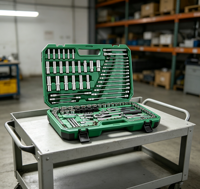 Ensemble d'outils complet Lucky de 150 pièces, jeu de clés à douilles métriques 1/4 3/8 1/2 avec étui en plastique moulé par soufflage pour réparation automobile lourde