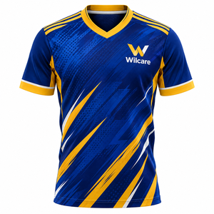 T-shirt de sport à séchage rapide pour homme Wilcare, imprimé par sublimation bleu et jaune, taille L adulte - Product Image 6