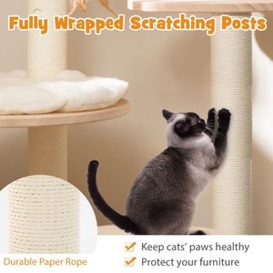 4 in 1 <b>Large</b> Wooden <b>Cat</b> Tower with Space Capsule Nest for Indoor <b>Cats</b> Premium <b>Cat</b> <b>Trees</b> & Scratcher - Product Image 6