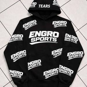 Sudadera con Capucha Negra de Algodón Personalizada Direct Industry con Impresión de Logotipo Blanco en Toda la Superficie |   Fabricante de Sudaderas Premium de Estilo Urbano - Product Image 1